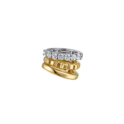 Hot Gabriel & Co. 14K White Yellow Gold Prong Set Diamond Multi Row Single Ear Cuff
