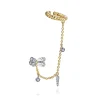 Outlet Gabriel & Co. 14K White-Yellow Gold Single Diamond Stud With Chain Drop And Ear Cuff