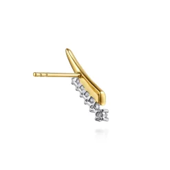 Online Gabriel & Co. 14K White Yellow Gold Spike Graduating Diamond Ear Climber Earrings