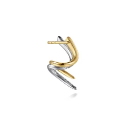 Online Gabriel & Co. 14K White Yellow Gold Spike Graduating Diamond Bypass Stud Earrings