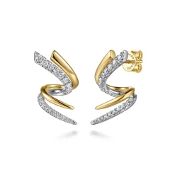 Online Gabriel & Co. 14K White Yellow Gold Spike Graduating Diamond Bypass Stud Earrings