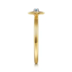 Best Gabriel & Co. 14K White Yellow Gold Star and Blue Topaz Stackable Ring