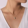Discount Gabriel & Co. 14K White Yellow Gold Teardrop Diamond Pave Pendant Necklace with Beaded Frame