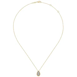 Discount Gabriel & Co. 14K White Yellow Gold Teardrop Diamond Pave Pendant Necklace with Beaded Frame