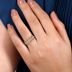 Online Gabriel & Co. 14K White-Yellow Gold Three Row Diamond Open Ring