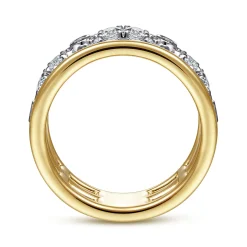 Online Gabriel & Co. 14K White-Yellow Gold Three Row Diamond Open Ring