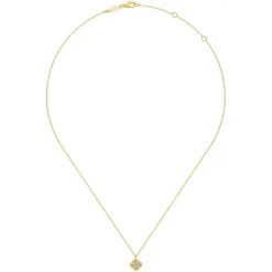 Gabriel & Co. 14K White-Yellow Gold Twisted Clover Diamond Pendant Necklace