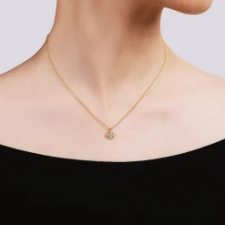 Gabriel & Co. 14K White-Yellow Gold Twisted Clover Diamond Pendant Necklace