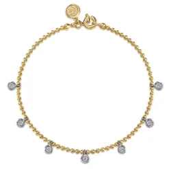 Hot Gabriel & Co. 14K White Yellow Gold White Sapphire Droplet Bracelet-Bujukan
