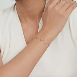 Hot Gabriel & Co. 14K White Yellow Gold White Sapphire Droplet Bracelet-Bujukan
