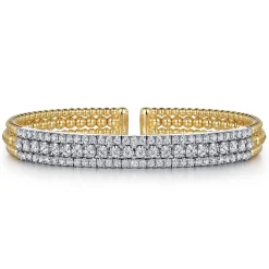 Online Gabriel & Co. 14K White-Yellow Gold Wide Bujukan Diamond Cuff Bracelet