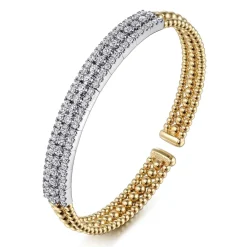 Online Gabriel & Co. 14K White-Yellow Gold Wide Bujukan Diamond Cuff Bracelet