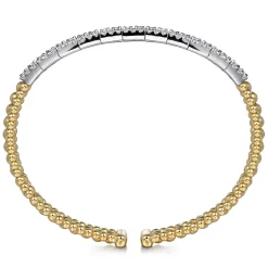 Online Gabriel & Co. 14K White-Yellow Gold Wide Bujukan Diamond Cuff Bracelet