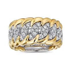 New Gabriel & Co. 14K White-Yellow Gold Wide Diamond Pave Band