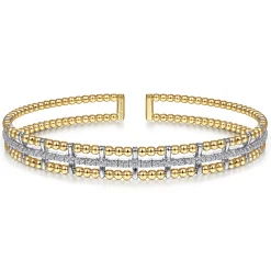 Discount Gabriel & Co. 14K Yellow and White Gold Bujukan Diamond Cuff Bangle