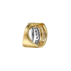 Clearance Gabriel & Co. 14K Yellow and White Gold Diamond 15mm Huggie Earrings