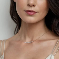 Gabriel & Co. 14K Yellow and White Gold Graduating Diamond Bar Necklace
