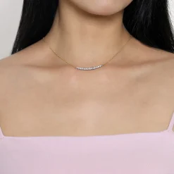 Gabriel & Co. 14K Yellow and White Gold Graduating Diamond Bar Necklace