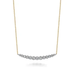 Gabriel & Co. 14K Yellow and White Gold Graduating Diamond Bar Necklace