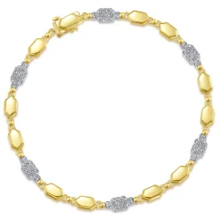 Sale Gabriel & Co. 14K Yellow and White Gold Hexagon and Pave Diamond Tennis Bracelet