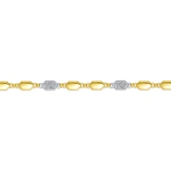 Sale Gabriel & Co. 14K Yellow and White Gold Hexagon and Pave Diamond Tennis Bracelet