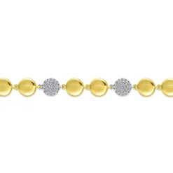 Sale Gabriel & Co. 14K Yellow and White Gold Round Discs and Pave Diamond Tennis Bracelet