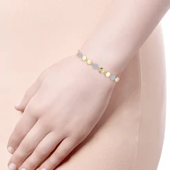Sale Gabriel & Co. 14K Yellow and White Gold Round Discs and Pave Diamond Tennis Bracelet