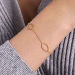 Online Gabriel & Co. 14K Yellow Chain Bracelet with Beaded Oval Link Stations