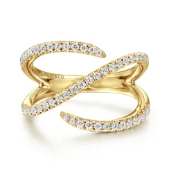 Hot Gabriel & Co. 14K Yellow Gold Abstract Diamond Bypass Wrap Ring