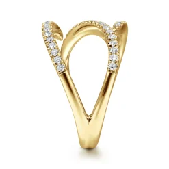 Hot Gabriel & Co. 14K Yellow Gold Abstract Diamond Bypass Wrap Ring