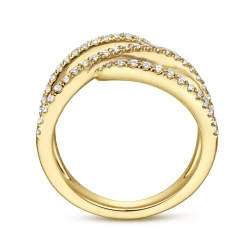 Hot Gabriel & Co. 14K Yellow Gold Abstract Diamond Bypass Wrap Ring