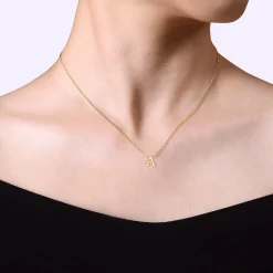Outlet Gabriel & Co. 14K Yellow Gold A Initial Necklace