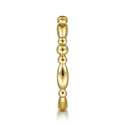 Discount Gabriel & Co. 14K Yellow Gold Alternating Bar and Bujukan Bead Stackable Ring