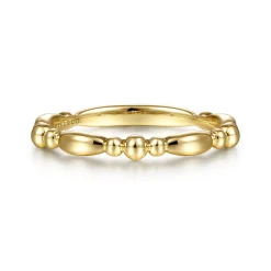 Discount Gabriel & Co. 14K Yellow Gold Alternating Bar and Bujukan Bead Stackable Ring