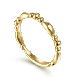 Discount Gabriel & Co. 14K Yellow Gold Alternating Bar and Bujukan Bead Stackable Ring