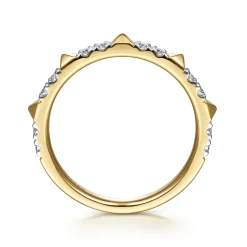 Sale Gabriel & Co. 14K Yellow Gold Alternating Diamond and Pyramid Stackable Ring