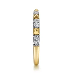 Sale Gabriel & Co. 14K Yellow Gold Alternating Diamond and Pyramid Stackable Ring