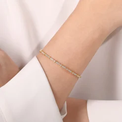 Outlet Gabriel & Co. 14K Yellow Gold Alternating Geometric Stations Diamond Bangle