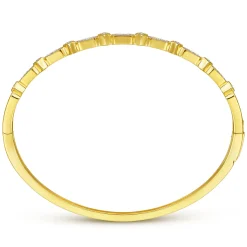 Outlet Gabriel & Co. 14K Yellow Gold Alternating Geometric Stations Diamond Bangle