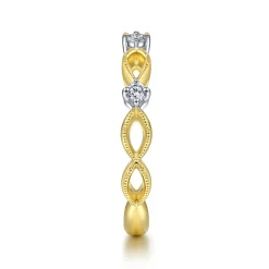 Clearance Gabriel & Co. 14K Yellow Gold Alternating Open Link and Diamond Stackable Ring
