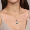 Best Gabriel & Co. 14K Yellow Gold Amethyst and Blue Topaz Teardrop Pendant Necklace