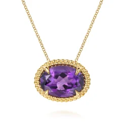 Discount Gabriel & Co. 14K Yellow Gold Amethyst and Bujukan Double Pendant Necklace