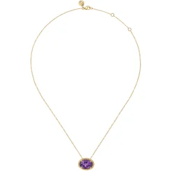 Discount Gabriel & Co. 14K Yellow Gold Amethyst and Bujukan Double Pendant Necklace