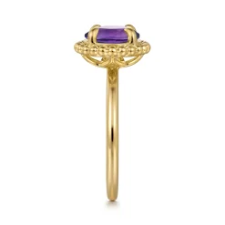 Best Gabriel & Co. 14K Yellow Gold Amethyst Bujukan Ladies Ring