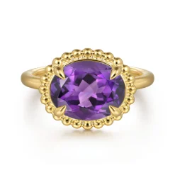 Best Gabriel & Co. 14K Yellow Gold Amethyst Bujukan Ladies Ring