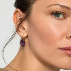 Clearance Gabriel & Co. 14K Yellow Gold Amethyst Flat Pear Shape Earrings