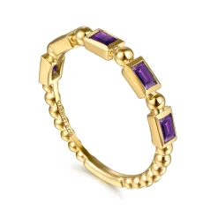 Outlet Gabriel & Co. 14K Yellow Gold Amethyst Geometric Stackable Ring
