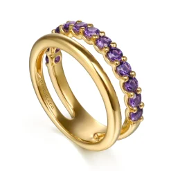 Discount Gabriel & Co. 14K Yellow Gold Amethyst Ladies Ring