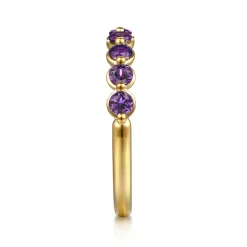 Best Gabriel & Co. 14K Yellow Gold Amethyst Stackable Ring