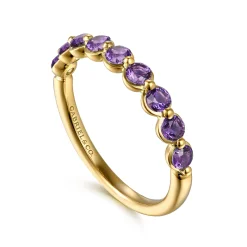 Best Gabriel & Co. 14K Yellow Gold Amethyst Stackable Ring